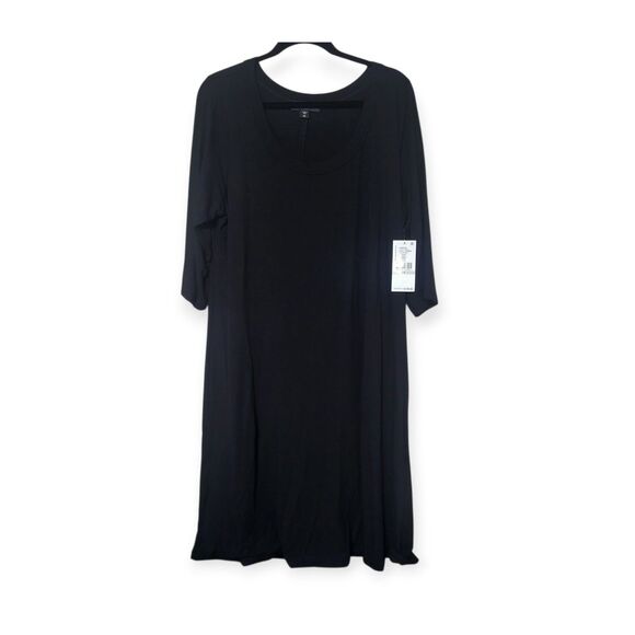 Karen Kane Plus 1X A-Line Dress Solid Black- Minimalist Neutral Essential Staple - Picture 8 of 9